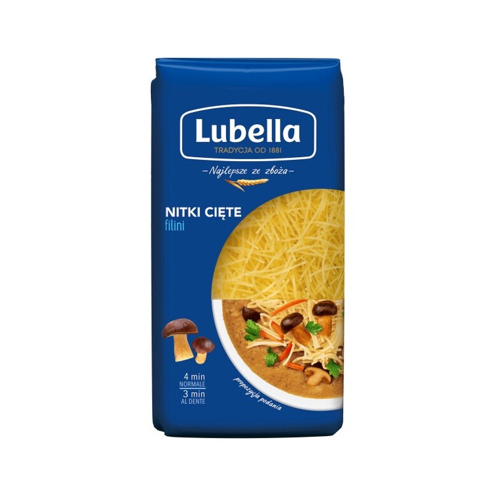 Macaroane Nitka Cieta 400g, Lubella, fainoase, Polonia