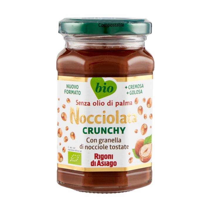Krem de alune de padure Nocciolata BIO 250g, Rigoni, crunchy, ecologic