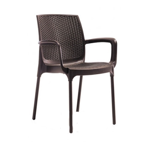 Scaun gradina,terasa SUNSET RATTAN cu brate din polipropilen/fibra sticla culoare cafea D57xH84xW57xSH45cm