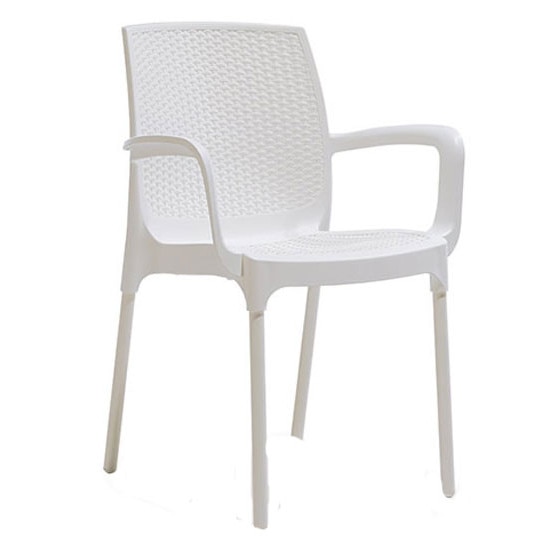 Scaun gradina,terasa SUNSET RATTAN cu brate polipropilen/fibra sticla culoare alba. D57xH84xW57xSH45cm