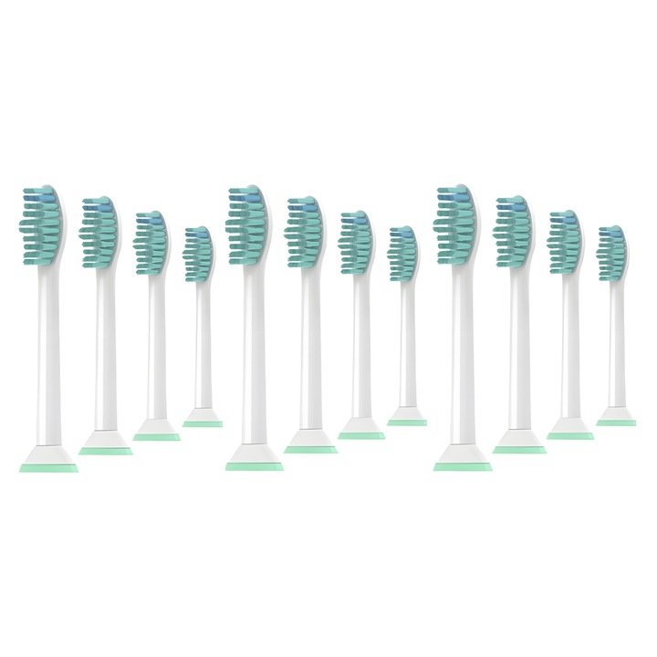 Set 12 Rezerve periuta de dinti electrica compatibile cu Philips Sonicare ProResults C1, schimb de inalta calitate, alb