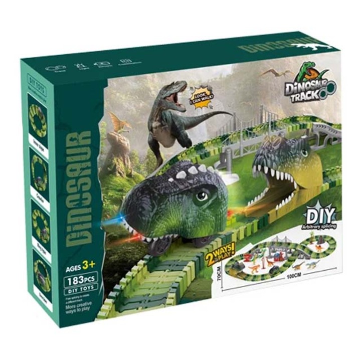 Jucarie Interactive, Set de Pista de Curse, Constructor DIY, Pentru Copii, Model Infinity, 183 Piese, 100 x 70 cm, Verde Menta, Dalimag