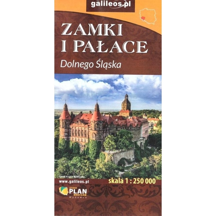 Harta - Zamki i palace Dolnego Slaska 1:250 000, Plan, 243x137mm, 2 pagini, brosata, 2024