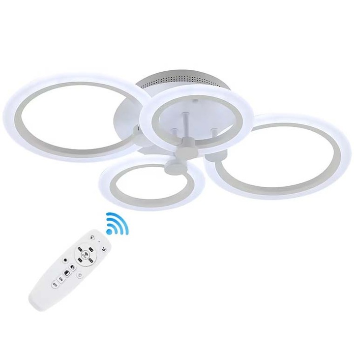 LED csillár, távirányítóval Betty 43W 4 kör hideg/meleg/semleges fény szabályozható fehér