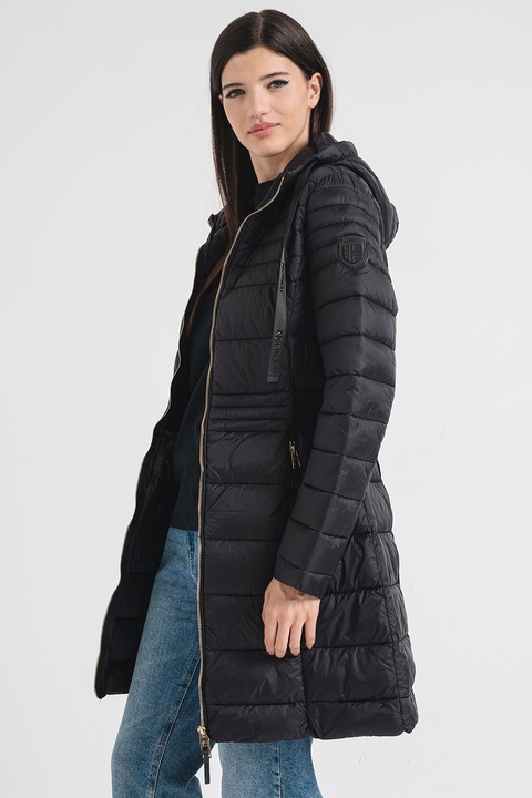 Geographical Norway, Geaca lunga cu buzunare cu fermoar Beya, Negru