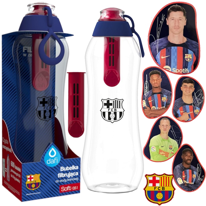 Sticla de filtrat Dafi Soft FC BARCELONA cu 1 filtru, 0.5 l, Multicolor