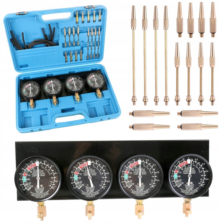 Set de masurare a vidului, Technic, Patru canale, 4 ceasuri de masurare a vidului, Domeniu de masurare 0-76 cmHg