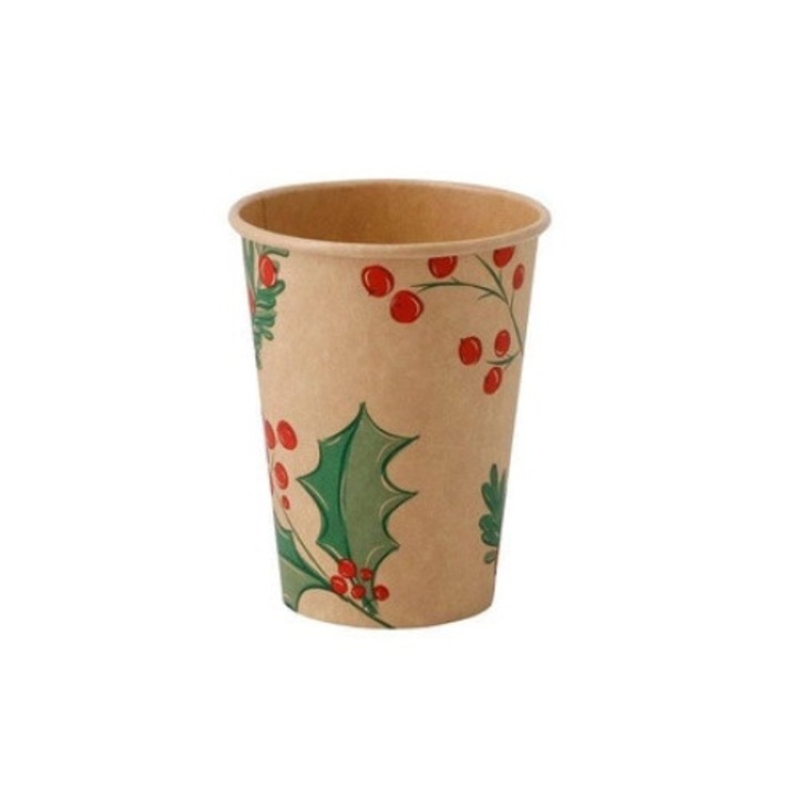 Pahar din hartie kraft, dispersie, „Craciun” 350 ml, diametru 90 mm 50 buc