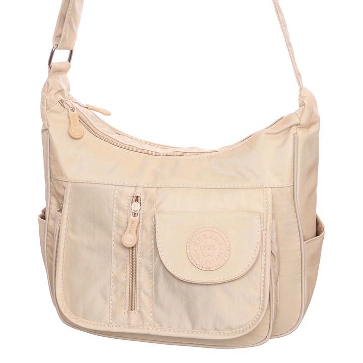 Geanta de dama, Hernan Bag's Collection, bej, textil nailon, 30 x 23 x 12 cm