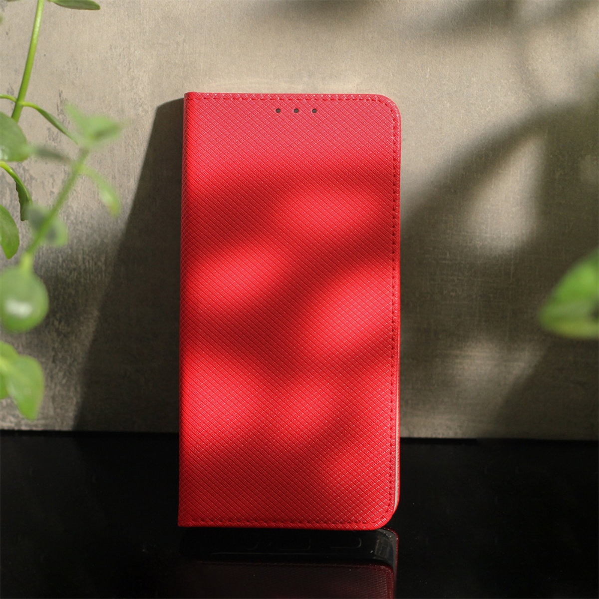 Husa tip carte, compatibila cu Samsung Galaxy A55 5G, premium flip book cu inchidere magnetica si functie stand, buzunar card, rosie Rosu Flip cover