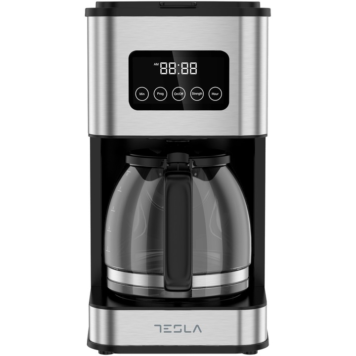 Kафемашина Tesla CMF201BX, 900W, Дигитален дисплей, 1.5 л, Неръждаема стомана