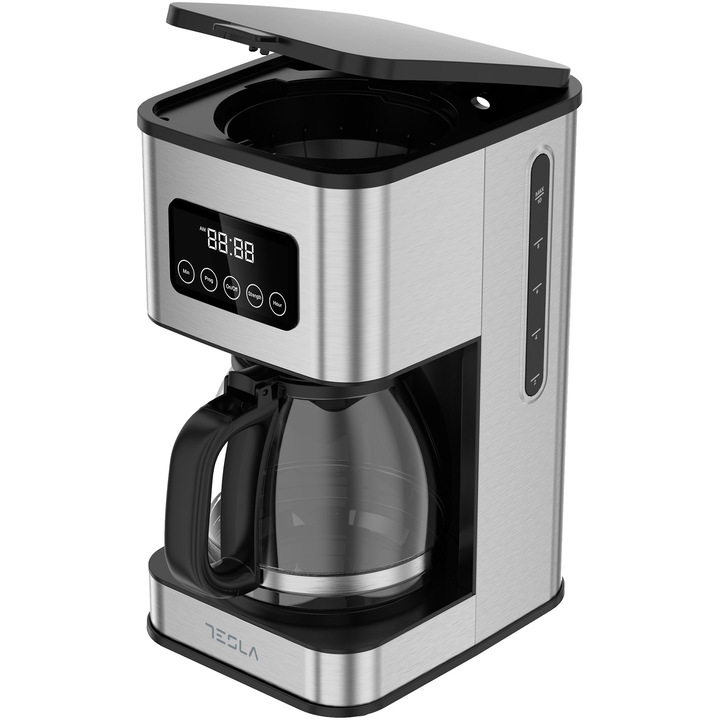 Cafetiera digitala Tesla CMF201BX, 900W, display digital, 1.5 L, inox