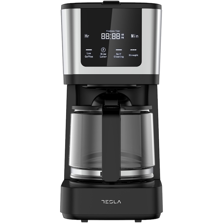 Кафемашина Tesla CMF200BX, 900W, Дигитален дисплей, 1.25 л, Черен/Неръждаема стомана