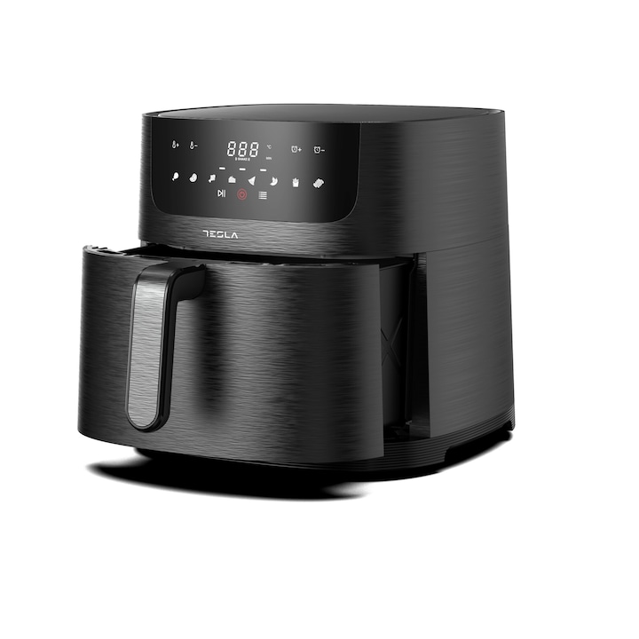 Friteuza aer cald Tesla AF800B, 8 L, 1800W, panou digital, 8 programe, negru