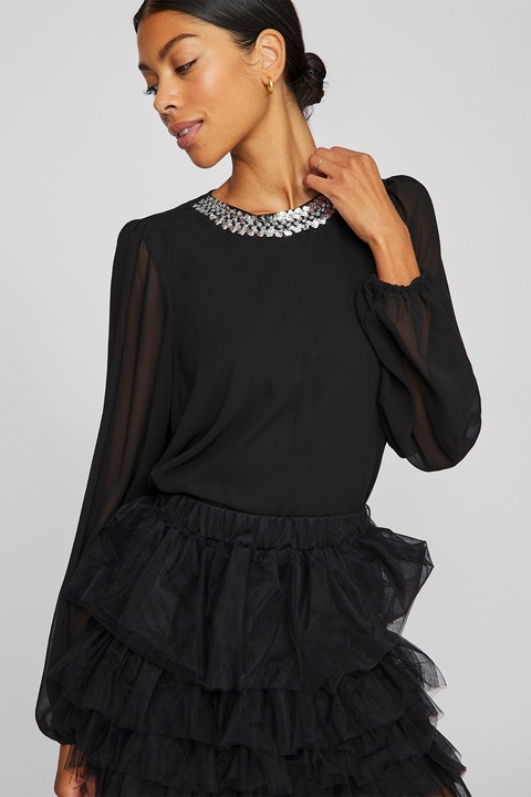 Vila, Bluza cu paiete, Negru, XL
