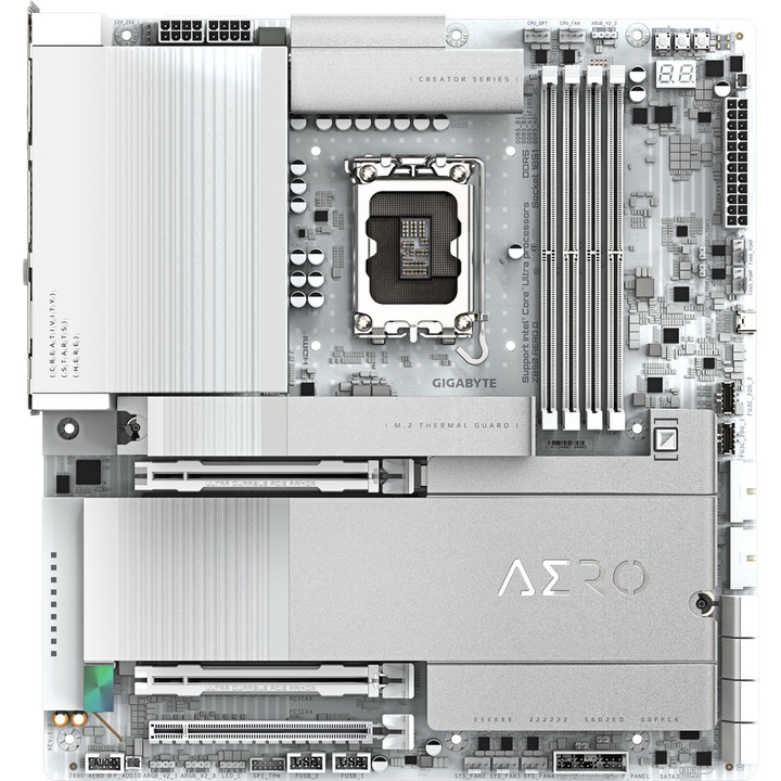 Дънна платка GIGABYTE Z890 AERO D, LGA1851, DDR5, BT, Wi-Fi, ATX, Бяла