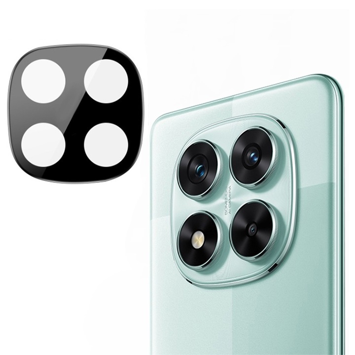 Folie Camera pentru Xiaomi Redmi Note 14 Pro - Techsuit Full Camera Glass - Black