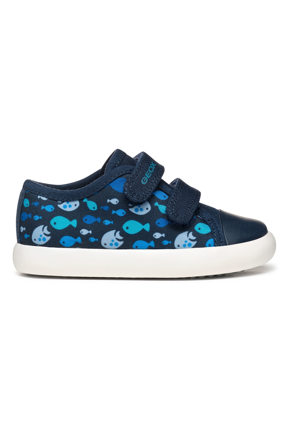 Geox, Tenisi cu velcro si imprimeu, Turcoaz, Bleumarin, 21 EU