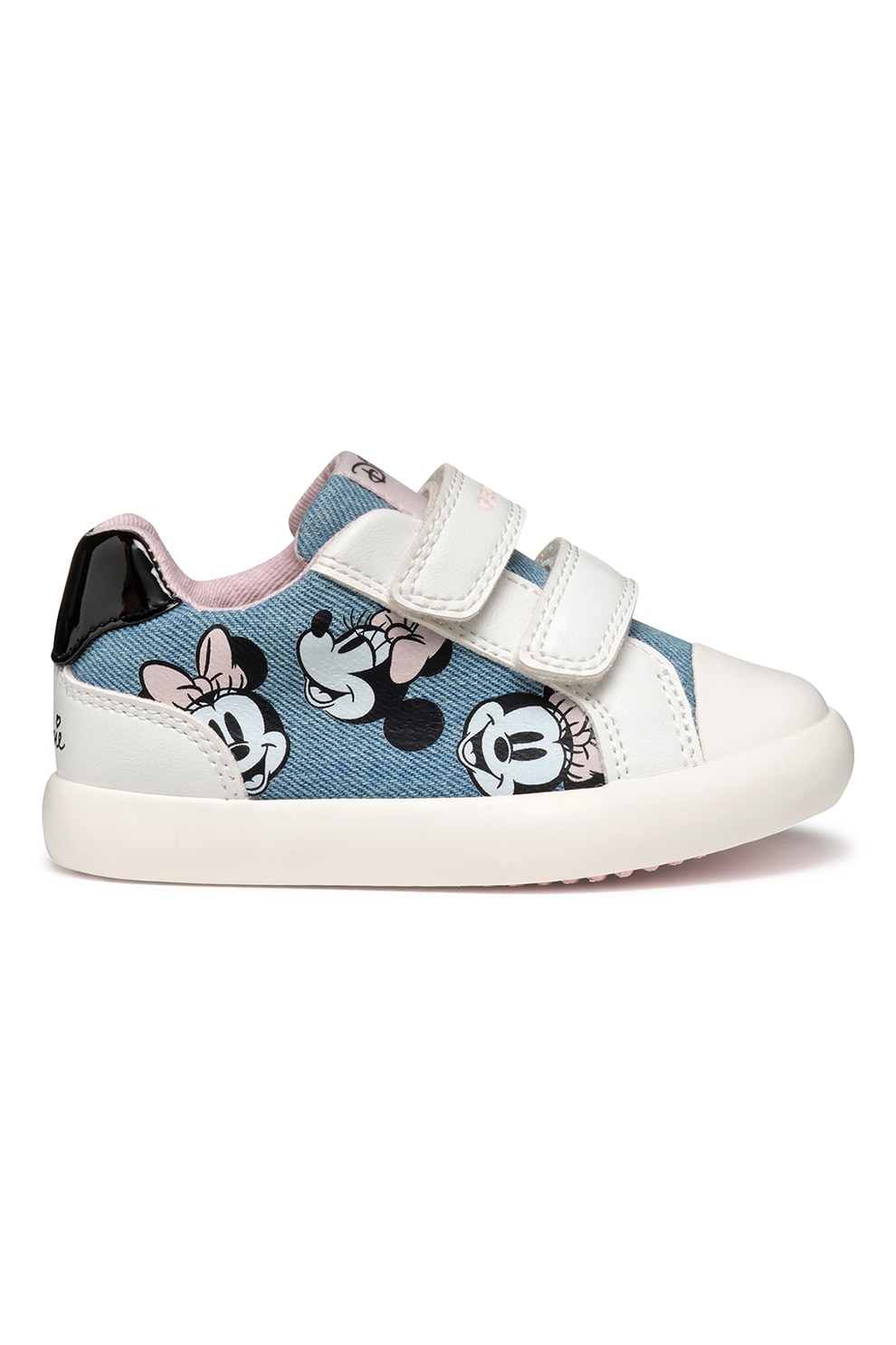 Geox, Sandale cu velcro si model cu desene, Alb, Roz, Albastru, 20 EU