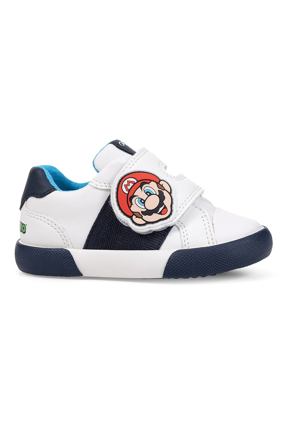 Geox, Pantofi sport cu velcro si tematica Mario, Rosu, Alb, Albastru, 20 EU