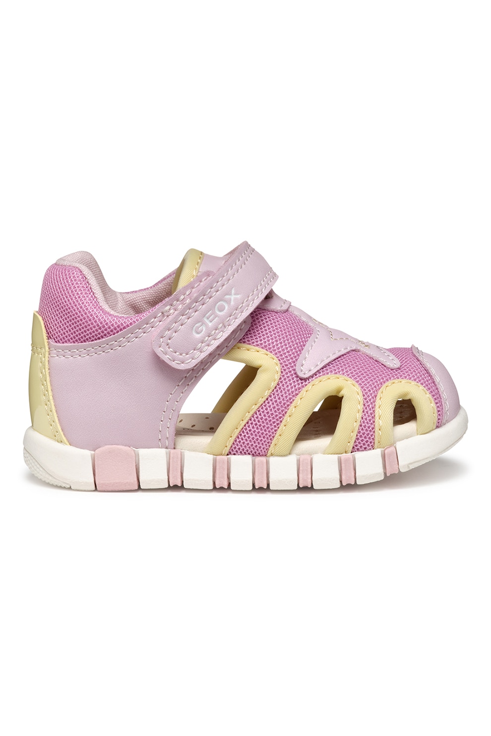 Geox, Sandale cu velcro, Galben, Roz pastel, 18 EU