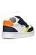 Geox, Pantofi sport din piele ecologica cu velcro, Alb, Bleumarin, 24 EU