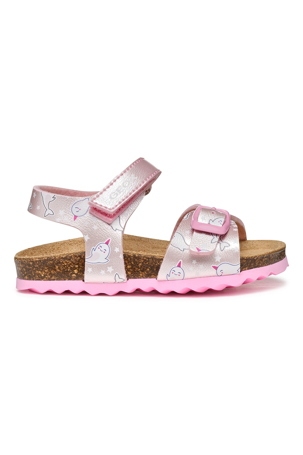 Geox, Sandale cu velcro si model, Roz deschis, 22 EU