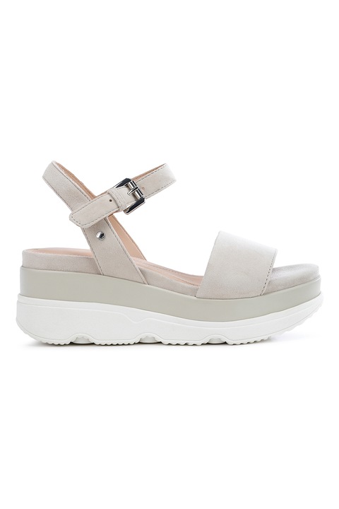 Geox, Скосени сандали от велур, Светло сив