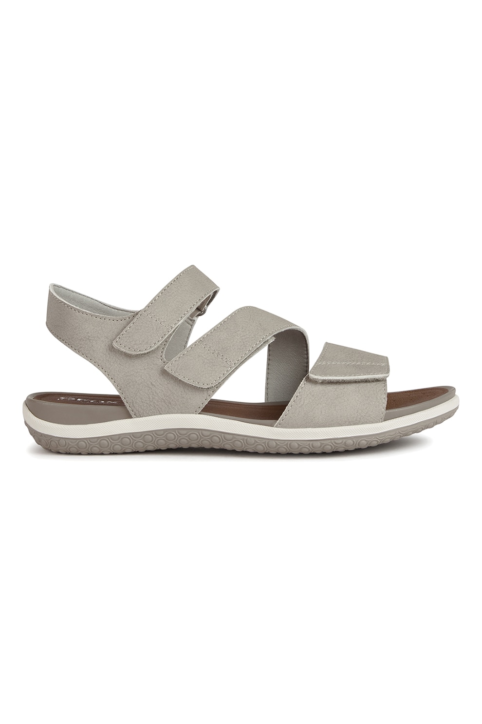 Geox, Sandale de piele ecologica cu velcro, Gri, 39