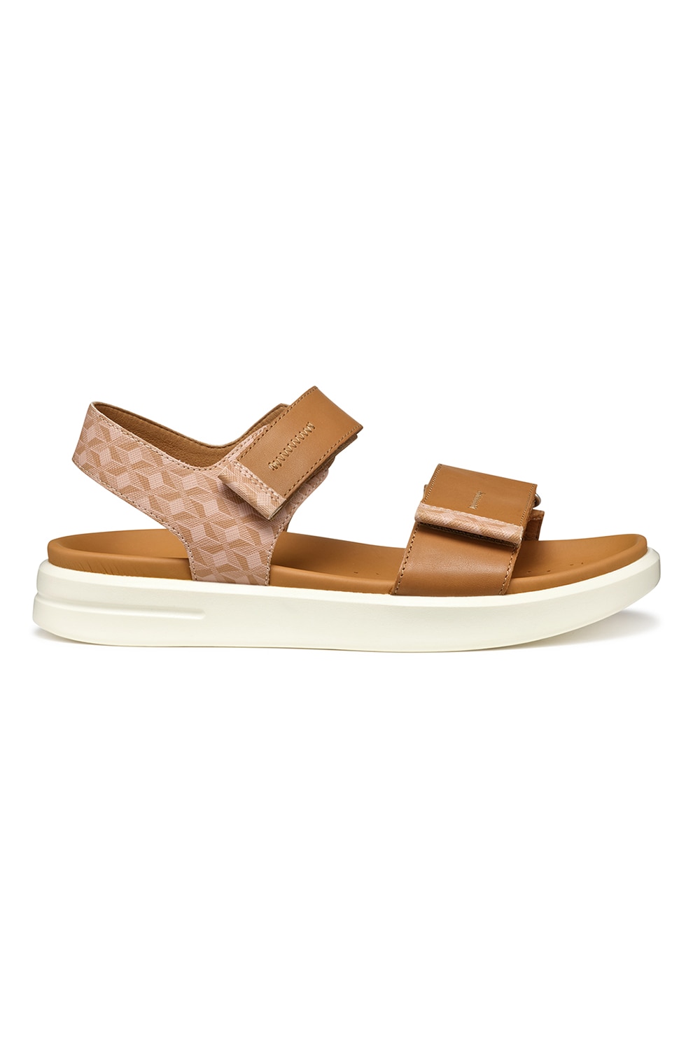 Geox, Sandale de piele in carouri, Caramel, 38
