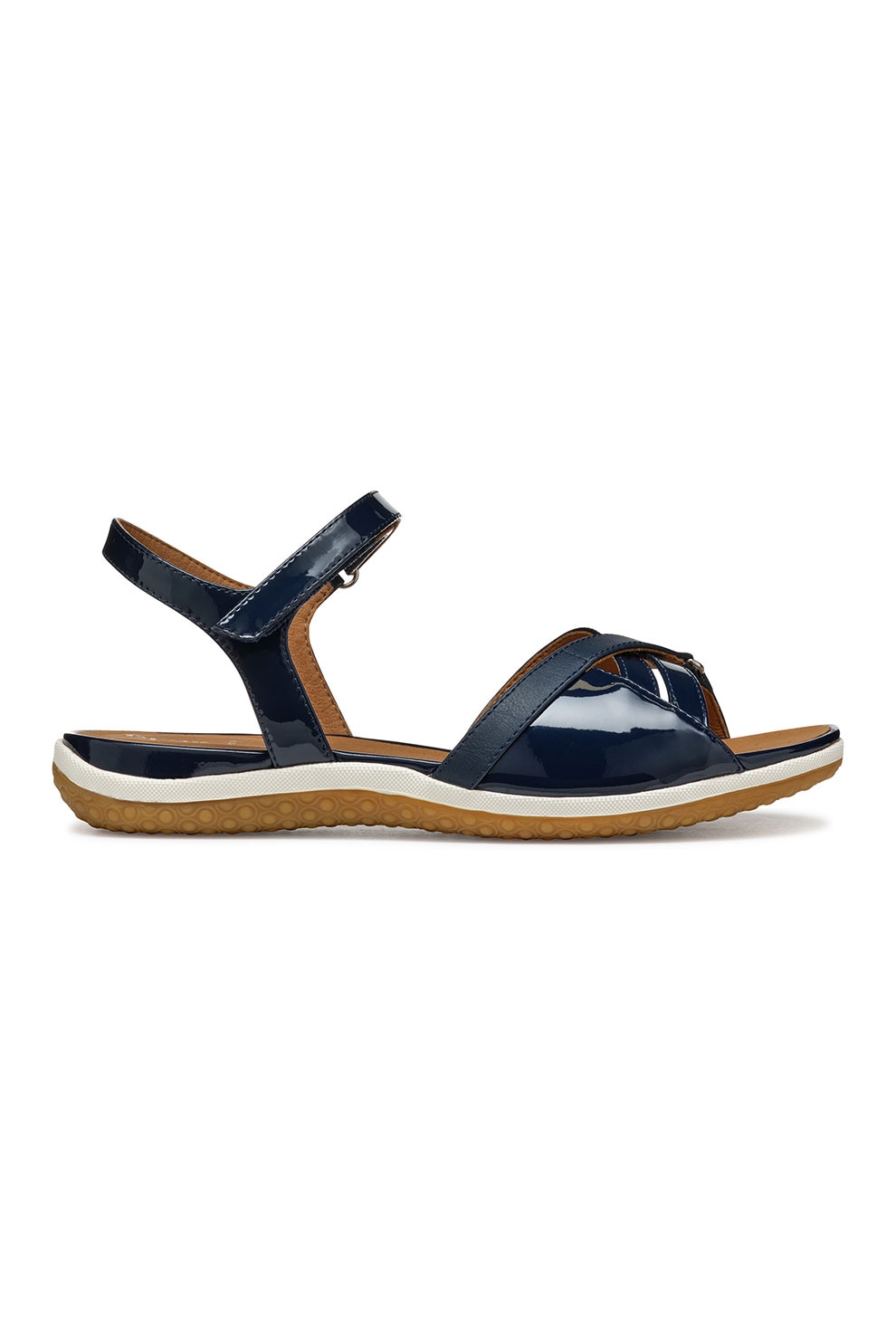 Geox, Sandale din piele ecologica cu inchidere velcro, Bleumarin, 39