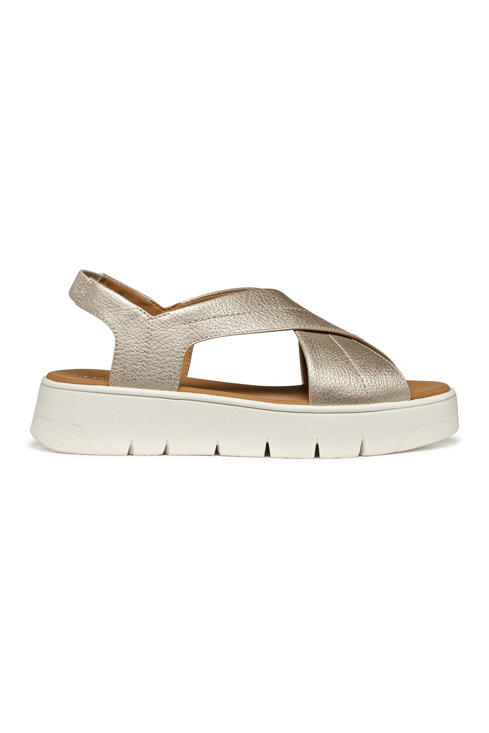 Geox, Sandale din piele ecologica cu talpa cu platforma, Auriu, 40