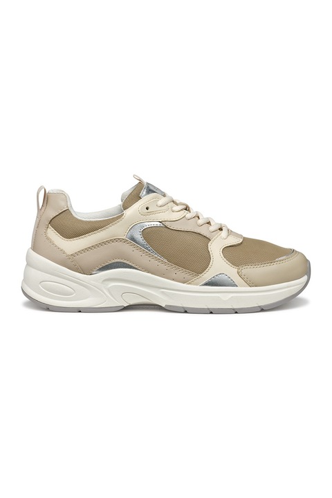 Geox, Pantofi sport cu insertii de plasa, Maro taupe, 37