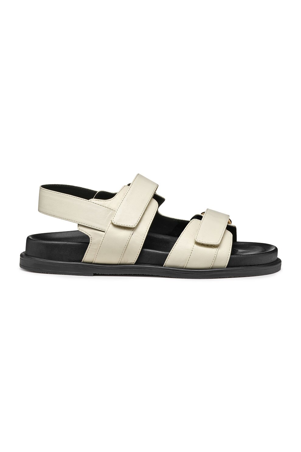 Geox, Sandale din piele cu inchidere velcro, Maro nisip, 39