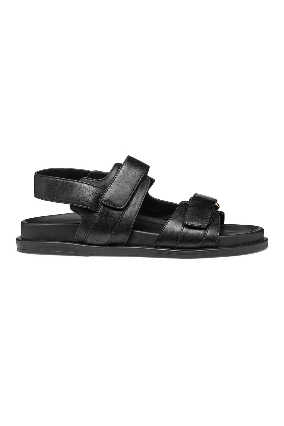 Geox, Sandale din piele cu inchidere velcro, Negru, 37