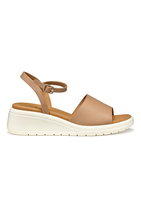 Geox, Скосени сандали от еко кожа, Тъмнобежово