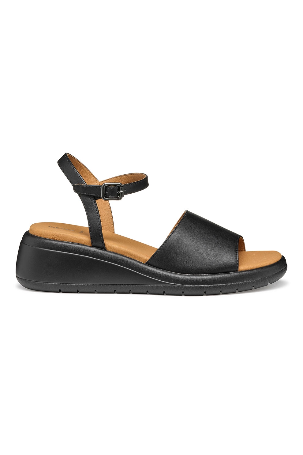 Geox, Sandale din piele ecologica cu talpa wedge, Negru, 39