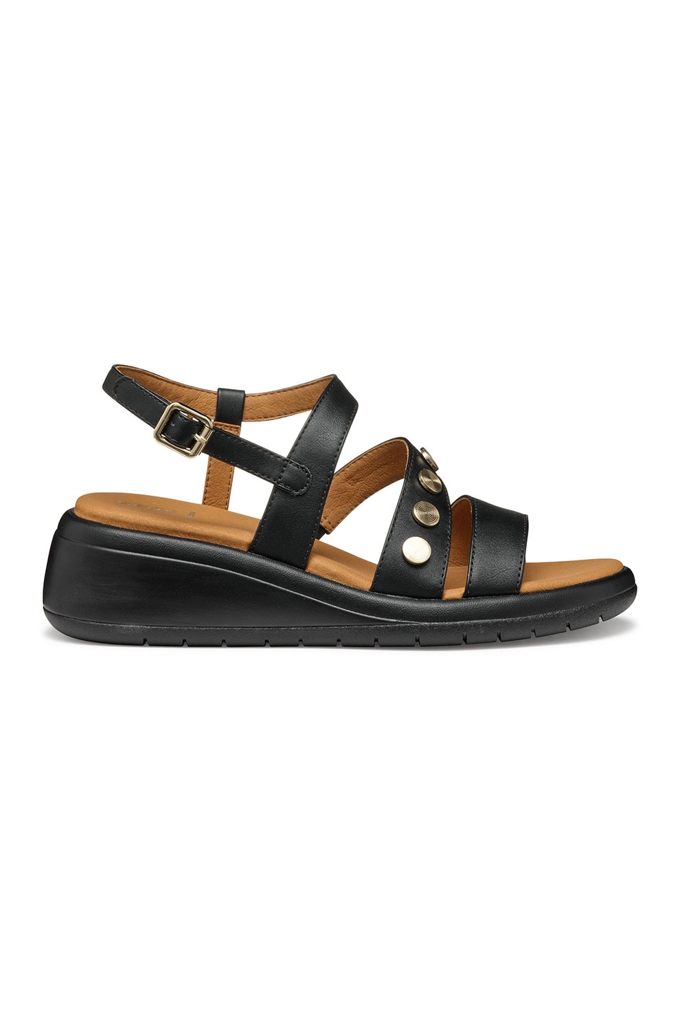 Geox, Sandale slingback cu talpa wedge, Negru, 39