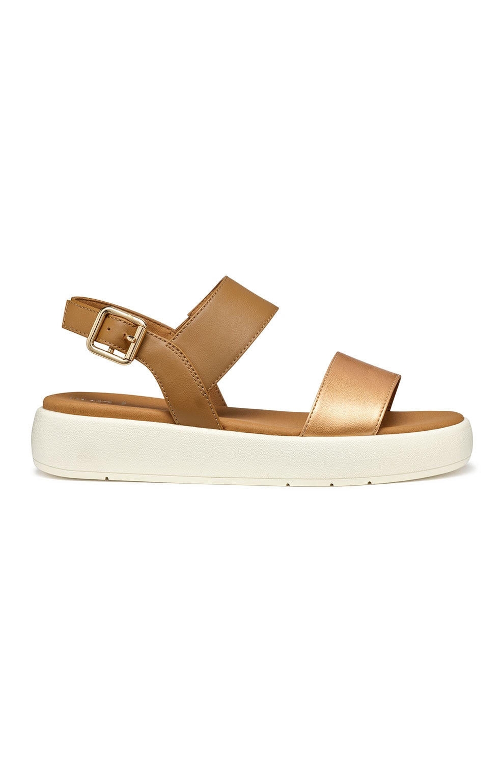 Geox, Sandale din piele ecologica, Maro, Bronz, 40