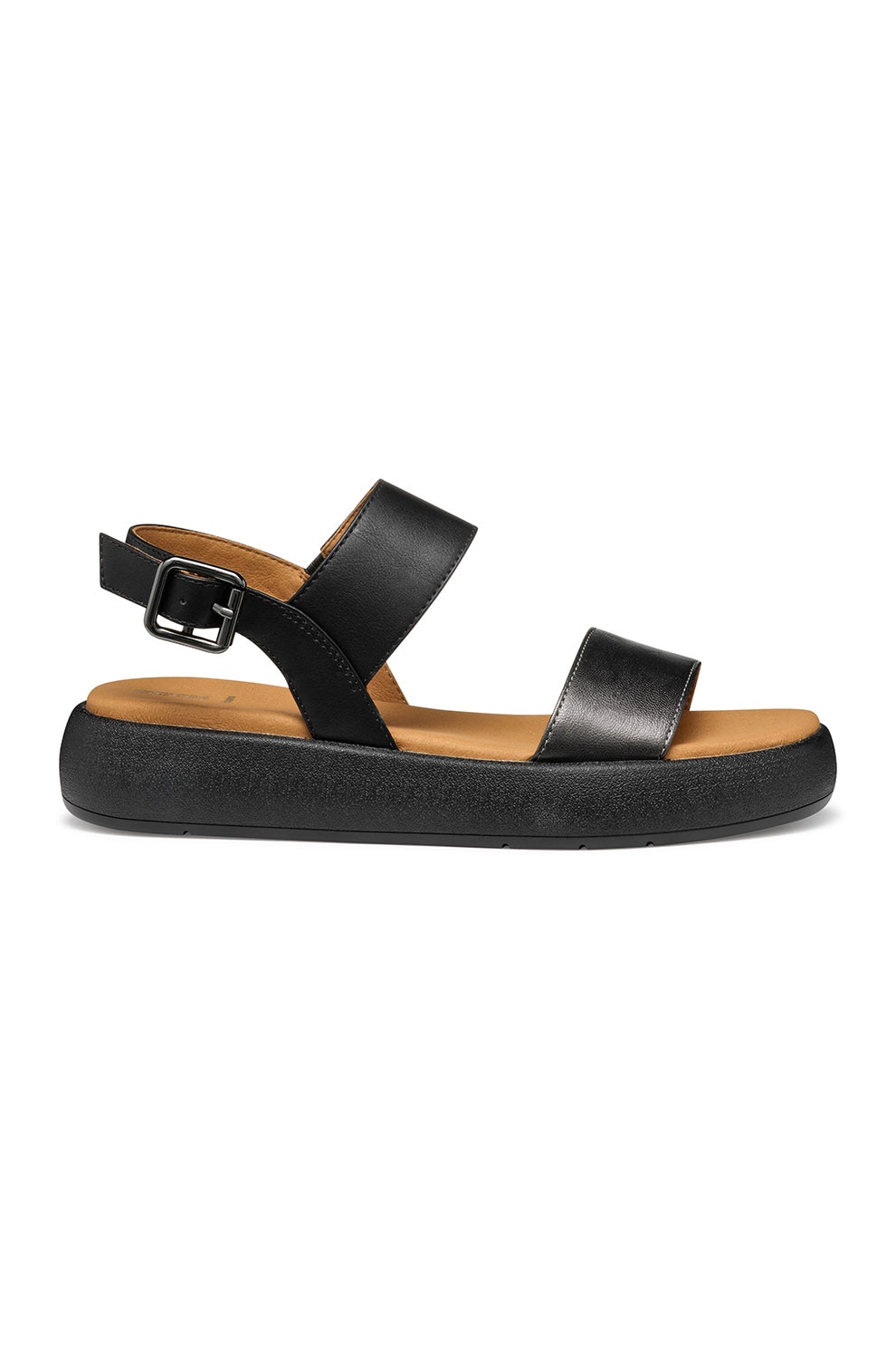 Geox, Sandale din piele ecologica, Negru, 39