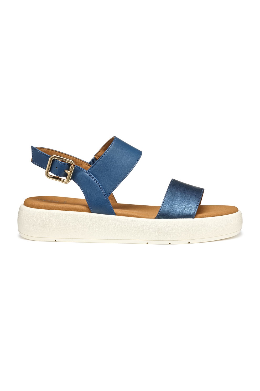 Geox, Sandale din piele ecologica, Albastru inchis, 40