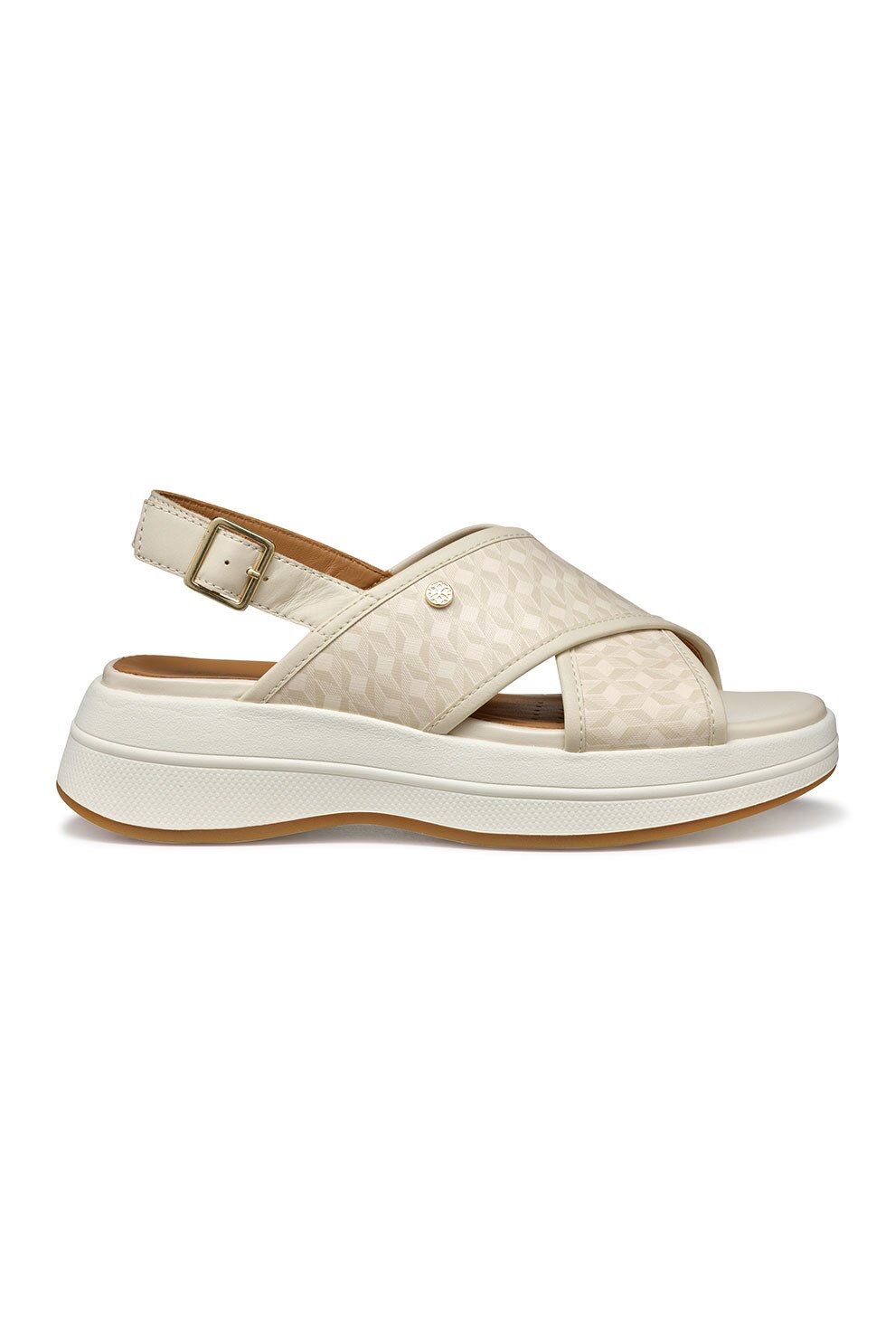 Geox, Sandale cu detalii din piele, Maro nisip, 39