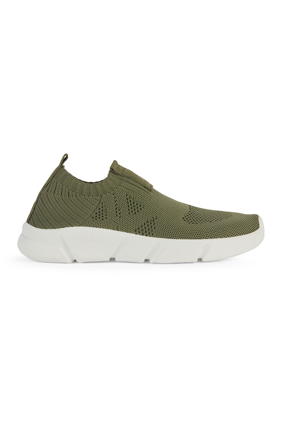 Geox, Pantofi sport slip-on din plasa, Verde masliniu, 29 EU