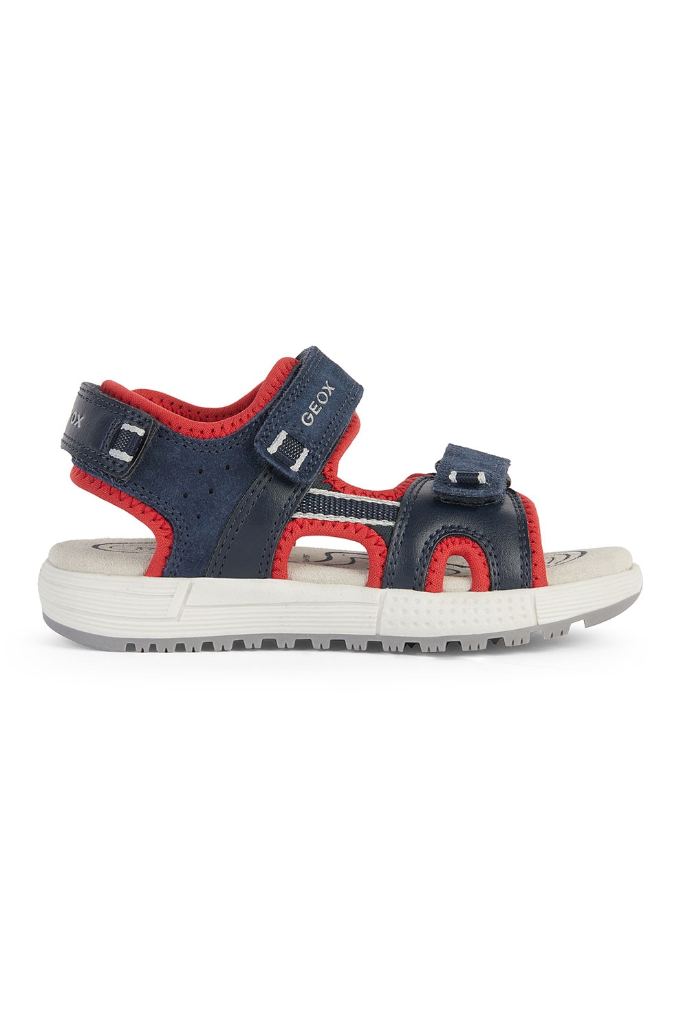 Geox, Sandale cu insertii de piele intoarsa Alben, Rosu, Bleumarin, 31 EU