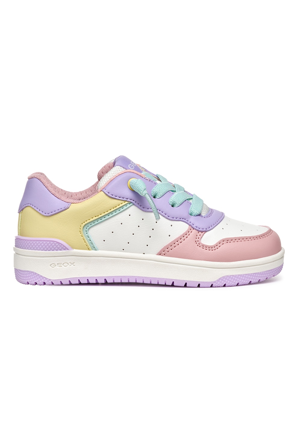Geox, Pantofi sport cu model Alice in Wonderland, Auriu, Roz
