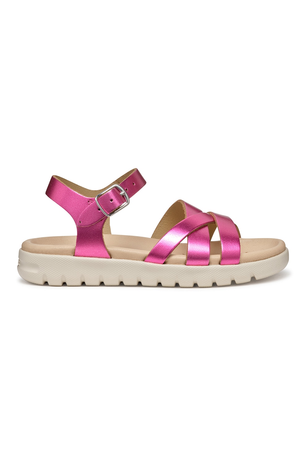 Geox, Sandale de piele cu catarama, Fucsia, 25 EU