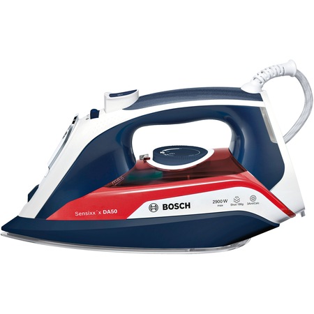 Fier de calcat Bosch TDA5029010, 2900 W, Talpa Ceranium-Glissee, 0.35 l, 190 g/min, 3AntiCalc, Drip Stop, Albastru/Rosu