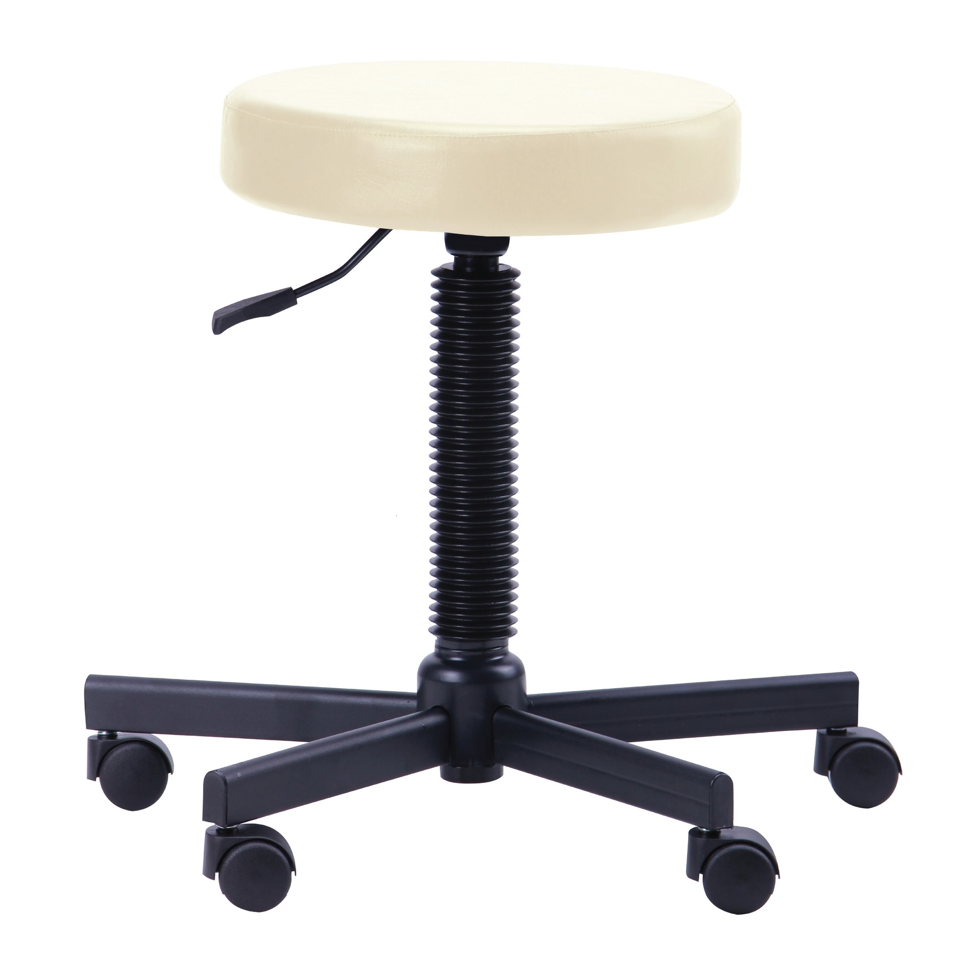 Scaun laborator QMOBILI GRAS M, Crem piele ecologica, cu role