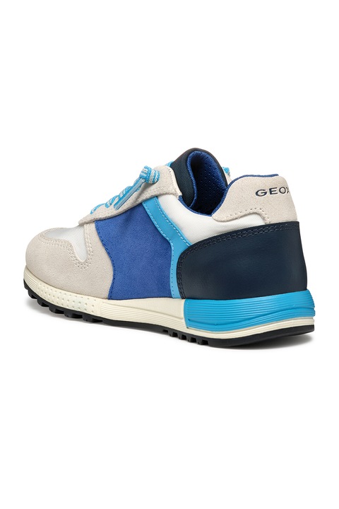 Geox, Sneaker nyersbőr részletekkel, Csontszín, Kék, 28 EU