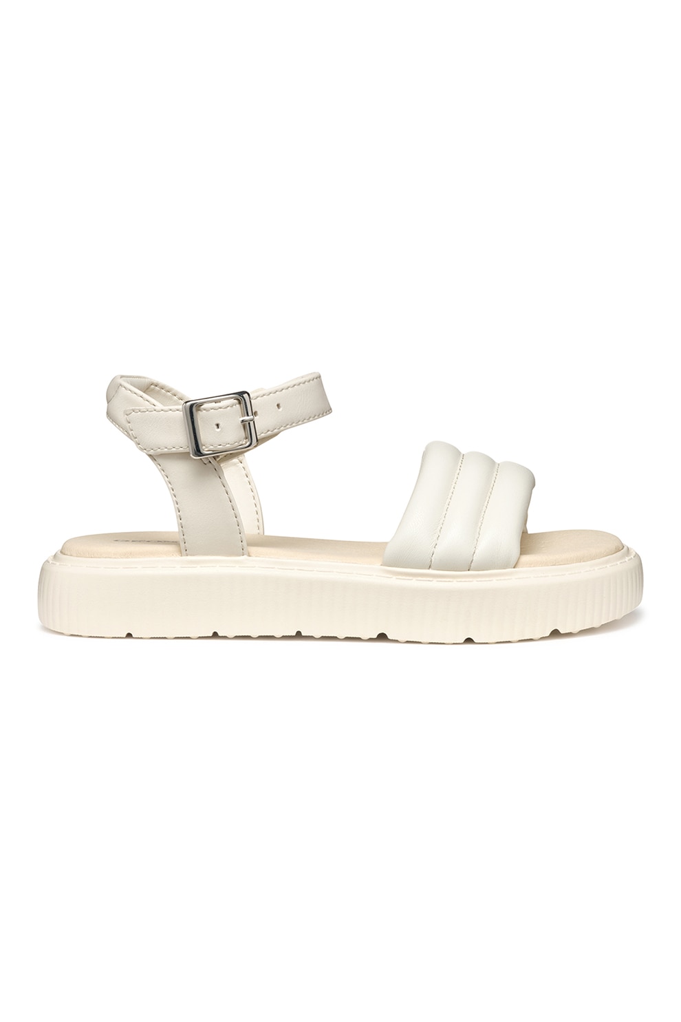 Geox, Sandale de piele ecologica, Crem, 32 EU